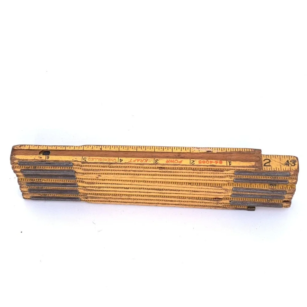 Montgomery Ward Powr Kraft 72 Inch Wood Folding Ruler Zigzag Vintage USA 84-4065